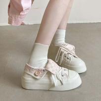 Dopamine platform canvas shoes women's new summer thin breathable versatile white shoes casual board shoes 35 rožinė