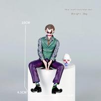 1Pcs Joker Heath Ledger Styled Sitting Doll Sculpture 10cm, Roof Adornment Car Figure Tail & Roof Pendant Model Collectable Toy gray