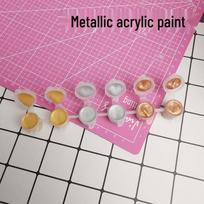 Metallic Acrylic Paint Set (Gold, Silver, Copper) for Clay and Plaster, 3ml, 6-in-1. Silver 6 Combo Pack pink