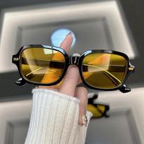 Vintage Square Sunglasses Women Fashion Small Frame Yellow Black Sun Glasses Male Female Retro Rivet Morror Oculos De Sol Other geltona