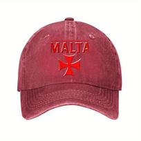 Malta Knights Templar Cross Washed Denim Baseball Cap Adjustable Cotton Dad Hat Casual Outdoor Cap Can Be Adjusted brown