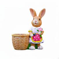 Hare Statue Planter Fiberglass Bunny Flower Pot WeatherResistant Figurine for Kids, 26 Tailor F Rabbit beige