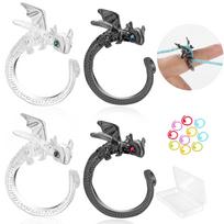 14Pcs Adjustable Dragon Shape Crochet Tension Ring Kit Beginner Knitting Hook Ring Yarn Guide Finger Holder Thimbles Winder Tool