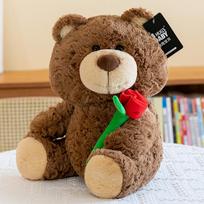 New cute teddy bear plush toy doll rose bear for girlfriend's Valentine's Day birthday gift 28 cm (0.27kg) smėlis