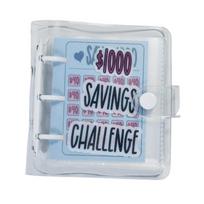 $150/300/500/1000 Money Saving Binder PVC Mini Budget Binder Envelope Savings Challenge  Kids white-1000