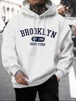 Men Hoodies Harajuku Crewneck Hoodie Fashion Oversize Hoody Autumn Comfortable Tracksuit Brooklyn Est 1998 New York Printing S gray