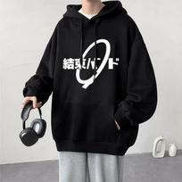 Anime Cos BOCCHI THE ROCK! Hoodie Kessoku Band Logo Couples Hoodies Goto Hitori Ijichi Nijika Cospaly Oversized Long Sleeve Male M black