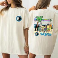 TampC Surf Challenge Retro 80s T-shirt White 2 sides Cotton T-Shirt BT1354 M beige