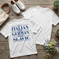 Galinis spaudinys Šaunus Valgyk Italų Vairuok Vokietijos Vedėjas Slavų Marškinėliai Vyrams Medvilniniai Marškinėliai Juokingi Sho XXXXL gray