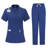 Women'S Spa Salon Work Uniform, Short Sleeve Scrub Top Nurse Dentist Medical Care Work Shirt For Beauty Clinic S
