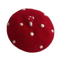 Lovely Mushroom Hat Soft Warm Dome Hat Women Girl Party Caps Photoshoot Headwear raudona