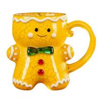 Ceramic Gingerbread Man Mug Christmas Gingerbread Man Shaped Coffee Cup with Handle for Coffee Tea Hot Chocolate Water violetinė