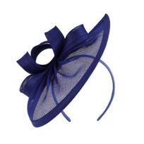 Bowknot Decor Elegant Fascinator kepurė su plaukų lanku Sweet Noble Dekoratyvinė nuo kritimo retro imitacija Lininė vestuvinė skrybėlė Plaukų aksesuarai karališkos mėlynos spalvos