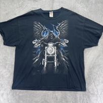 Vintage Y2K Gildan T-Shirt Mens 3XL Black Grim Reaper Biker Angel Wings Graphic 2XL gray
