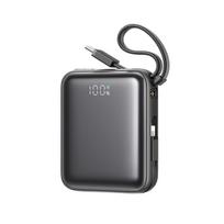 Powerbank 10000mAh 22.5W with built-in USB-C Lightning cables - black