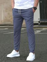 2024 Autumn Slim Fit Nine-Point Leather Label Pants with Pockets Medium mėlyna