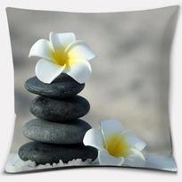 Buddha Zen Stone Flower Series Pillow Bedroom Sofa Car Cushion Cover Home Office Decorative 16x16Inch gray