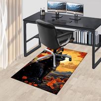 Juodo katės tema Kėdės kilimėlis Biuro kilimas Ypač didelis kilimas namų dekoravimui, Sofos kilimėlis, Stalo kilimėlis, Dovana biurui ir svetainei 60cm by 90cm black