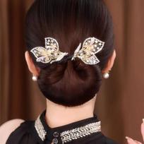 Kalnų krištolas gėlių plaukų segtukas banginio uodega Kalnų krištolas gėlių plaukų segtukas  Lazy Hair Curler Deft Bun auksas