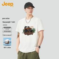 JEEP Men's 100% Cotton Summer T-Shirt EU 40 balta