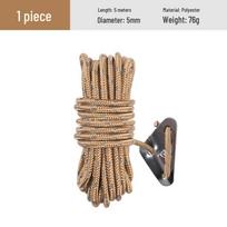 5m Reflective Windproof Tent Rope - 5mm Thick with Adjustable Tension beige