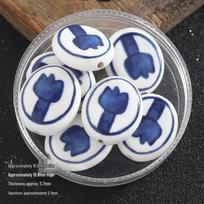 Double Tulip Retro Ceramic Flat Beads for DIY Jewelry & Phone Lanyards Ceramic Flat Oval Bead [Single Piece Price] white