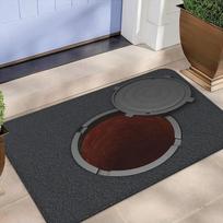 3D Illusion Manhole Cover Sewer Ladder Door Mat Realistic Non-slip Carpet Rug for Indoor Outdoor Entryway Home Decoration Home 40X60CM gray