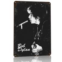 Bob Dylan Black and White Portrait D Texture Printed Poster Custom Vintage Metal Tin Plate Sign for Wall Art Bar Accessories 30x40cm(11.8x15.7inch)