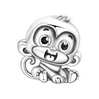 Orstarry S925 Silver Charm Cute Animal Cute Monkey Frog Hamster Mouse Bead For Bracelet DIY Jewelry Making Women Gift white