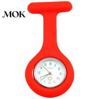 Watch Women Pocket Silicone Quartz Movement Nurse Brooch Fob for Home raudona