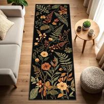 Augalai Gėlės Bėgikas Kilimas Sofos Lovos Šalia Svetainė Koridorius Ilgas Juostelės Grindų Kilimėlis Retro Bohemiškas Stilius Dekoratyvinis Kilimas 40cm x 120cm black