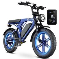 1000W 20  Electric Bicycle - Removable 48V 17.5AH - All-Terrain Fat Bike - 50KM/h - Adult Electric Mountain Bike - Full Suspension - Blue C200