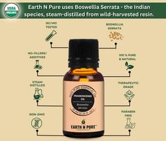Earth N Pure Frankincense Essential Oil for Skin & Aromatherapy – 100% Pure Premium Frankincense Oil for Face Care, Anti Aging & Relaxation – Nat