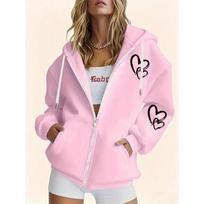 Women's Plus Size Casual Zip Hoodie XL pink