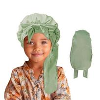 Unicorn Satin Sleep Cap for Kids - Long Hair Protection Headscarf One Size beige