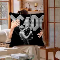 AC_DC Classic Band Stitch Lucky Dragon Pillow Cover Sofa Cushion Cover Home Room Decoration Children Gift 12x12Inch gray