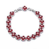 The Cross Plum Blossom Zircon Bracelet Does Not Fade, And The Multi-Color Jewelry Full Of Diamonds Is Optional. 17.5Cm main chain with 3cm extension buckle raudona