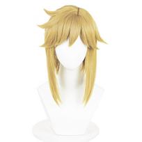 The Legend of Zelda Link Cosplay Wig, Golden-Brown Layered High-Temperature Fiber Hairpiece geltona