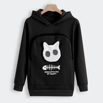 Women’s Sweatshirt Pouch Hood Tops Carry Breathable Pullover Blouse M juoda