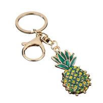 Fruit Keychain with Lobster Clasp Pineapple Rhinestone Alloy Resin Portable Bag or Car Keychain Summer Tropical Accessory for Women Pineapple beige