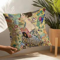 Gustav Klimt Oil Painting Pillow Case Linen Cushion Covers For Decorative Sofa Home Pillows Case Car Chair Pillows Cases Peach skin 18*18(CM)-1Pcs gray