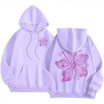 Cross-border European Code Printing Pink Graphic Hoodie for Women Cute Pre Women's Hooded Guard XS šviesiai violetinė spalva