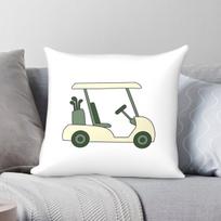 Vintage Golf Cart Square Pillowcase Polyester Linen Velvet Printed Zip Decorative Throw Pillow Case Home Cushion Cover 40X40CM white