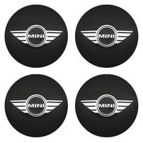 4 vnt. 56+60 mm Automobilio ratlankio centriniai dangteliai, ratlankio apdangalas, ženklelis, emblema, lipdukai MINI Cooper One S JCW R55 R56 F55 F56 R57 R58 R59 R60 tnrjc00 black
