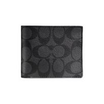 COACH 3-in-1 piniginė dengto drobės piniginė Mini vyriška juoda pilka CR905-CQBK One Size 1 black