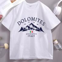 Dolomitai Italija Marškinėliai Laisvi Medvilniniai Trumpomis Rankovėmis Apvalia Kaklo Marškinėliai Italijos Kalnai Marškinėliai M white