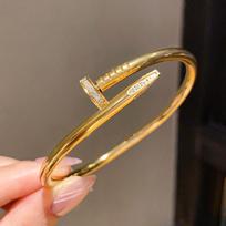 Stainless Steel Cubic Zirconia Nail Cross Bracelet - Niche, Simple, Luxurious Jewelry for Women