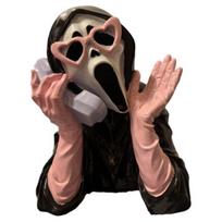 Screaming Ghost Figurine Halloween Ghost Face Character Ornament for Mantel Collectible Resin Horror Cabinet Decoration black