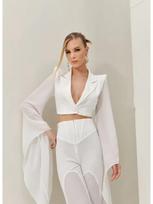 Women's Sheer Wide-Leg Blazer Set L balta
