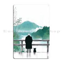 Haruki Murakami Japanese Writer Book Novel Cat 1q84 Norwegian Metal Plaque designer Design Haruki Murakami Tin Sign Poster 20x30cm（7.8x11.8inch） orange